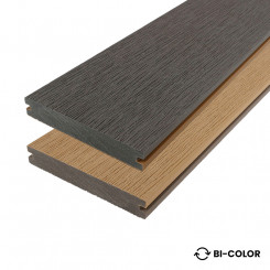WPC Terrassendiele Massivprofil, Fiberdeck Vintage Lunar Grey / Cedar, Holzstruktur