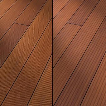 Terrassenholz Bangkirai 45/145 mmt - Terrassenholz Bangkirai Kombiprofil
1-seitig geriffelt, 1-seitig gezahnt