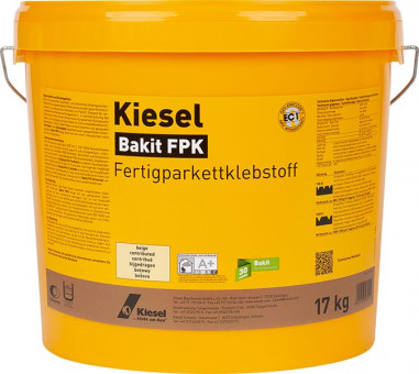 Kiesel Parkettkleber Bakit FPK beige - Kiesel Parkettkleber Bakit FPK, elastischer Parkettklebstoff für Fertigparkett, Farbton beige, 17kg Eimer , 46051