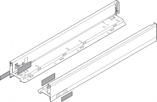 Blum Legrabox pure Zarge Höhe N NL 500 mm seidenweiß - Blum Legrabox Zarge, Höhe N 
(66,3 mm), NL= 500 mm, links/rechts, 
für Legrabox pure, 
seidenweiß matt, 770N5002S | 2